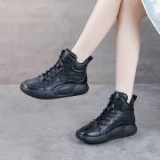 2025冬款真皮头层牛皮短靴热销系带运动型面包鞋四季鞋单厚底棉