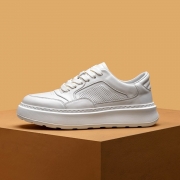 男士简约小白鞋真皮皮鞋时尚百搭手工休闲皮鞋舒适透气英伦风板鞋