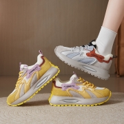 欧货网面真皮华夫阿甘鞋女2025夏季新款透气百搭运动休闲德训鞋